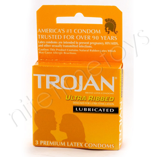 Trojan Ultra Ribbed Lubricated Condom - Click Image to Close