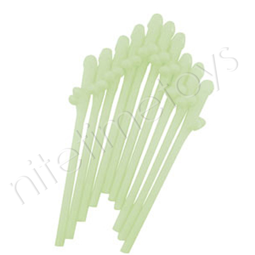 Glow-In-The-Dark Dicky Sipping Straws - Click Image to Close
