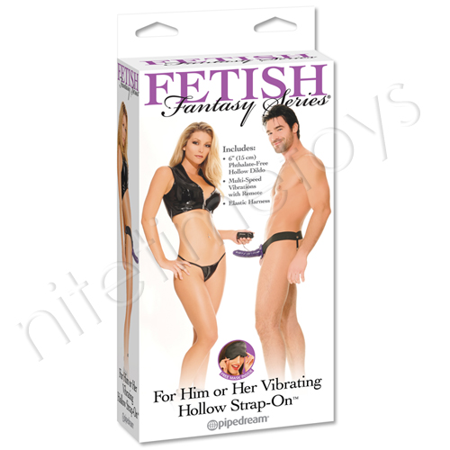 Fetish Fantasy For Him Or Her Vibrating Hollow Strap-On - Click Image to Close