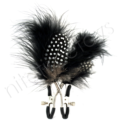 Shades of Grey Feather Nipple Clamps - Click Image to Close