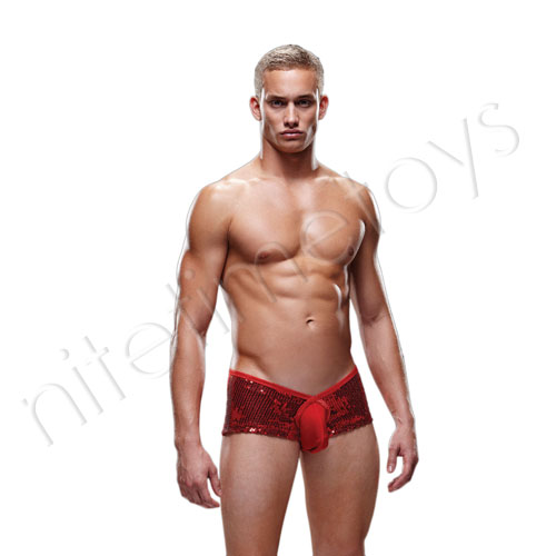 Envy Red Sequin Low Rise Trunk - Click Image to Close