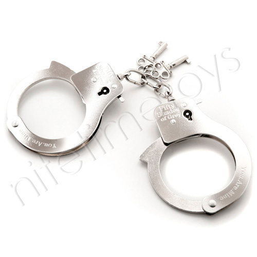 Official Fifty Shades of Grey You Are Mine Metal Handcuffs - Click Image to Close