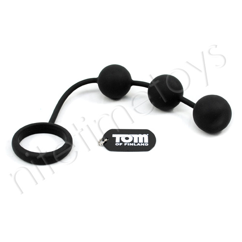 Tom of Finland Silicone Cock Ring with 3 Weighted Balls - Click Image to Close
